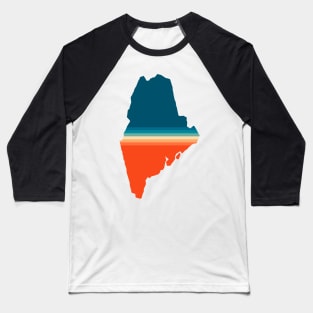 Maine State Retro Map Baseball T-Shirt